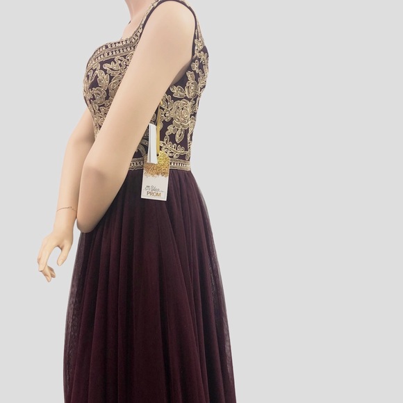 Gold Dark Burgundy TLC Say Yes To Prom Dress Ball Gown Size 13 NWT - Picture 4 of 16